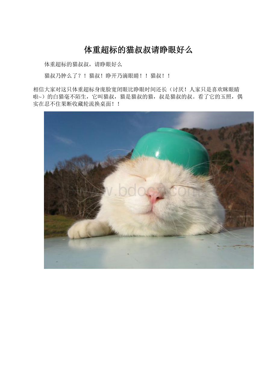 体重超标的猫叔叔请睁眼好么.docx_第1页