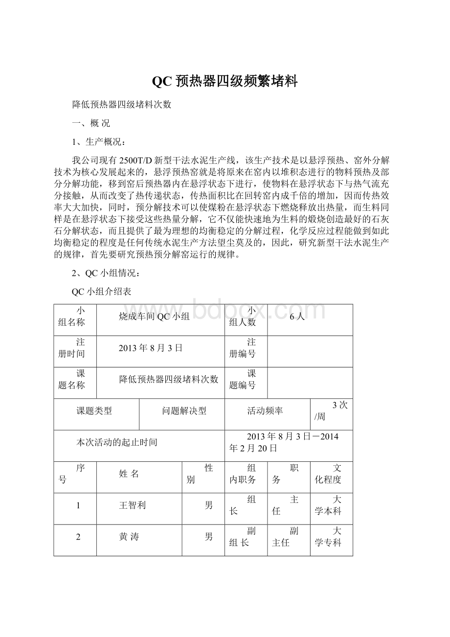 QC预热器四级频繁堵料.docx