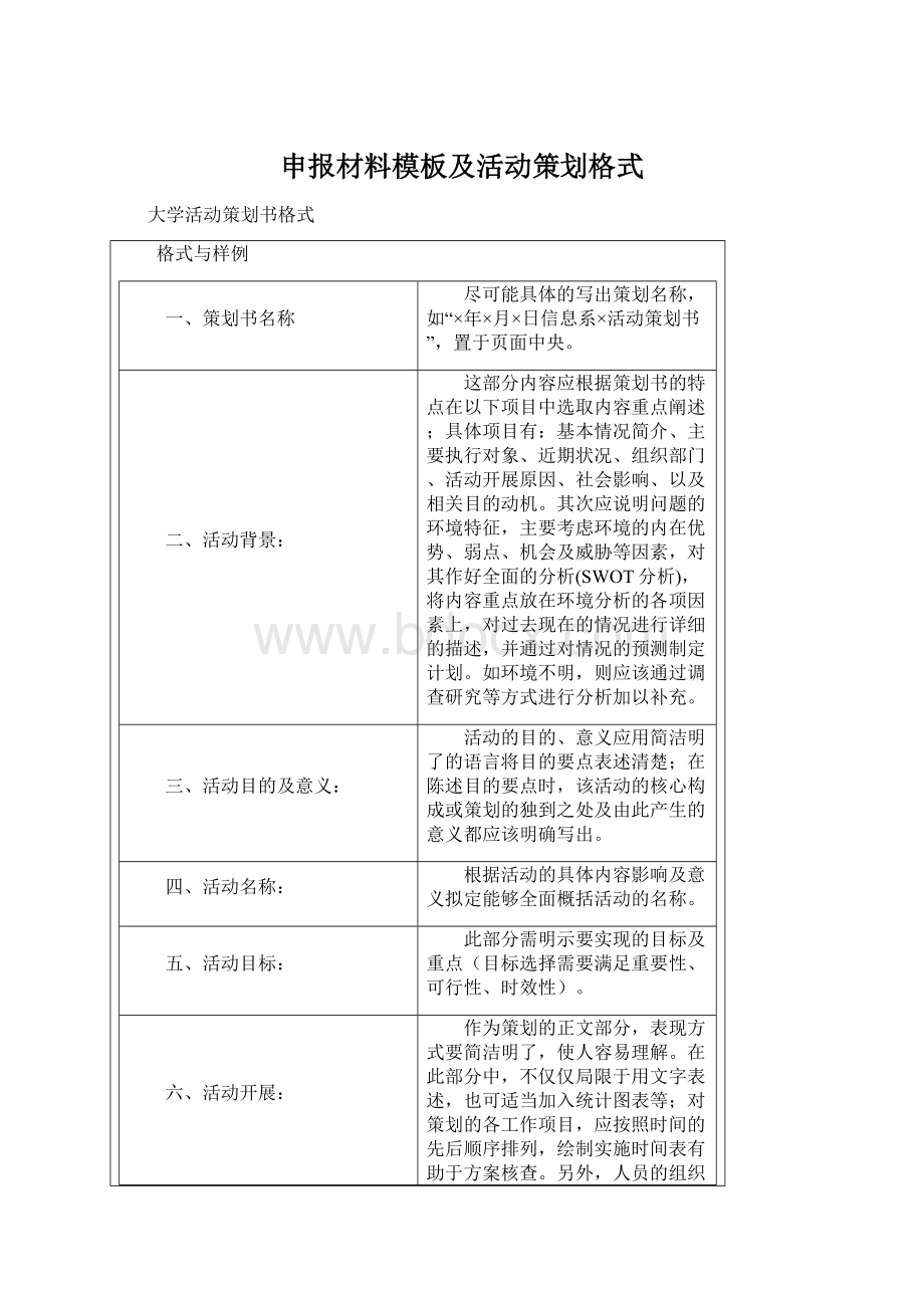 申报材料模板及活动策划格式.docx_第1页