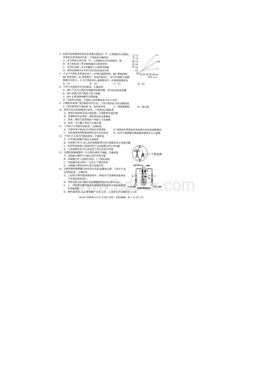 浙江省十校联盟高三联考生物扫描版含答案Word下载.docx_第2页