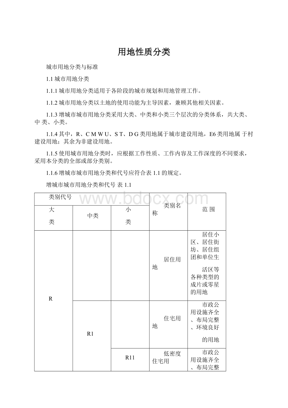 用地性质分类Word格式.docx