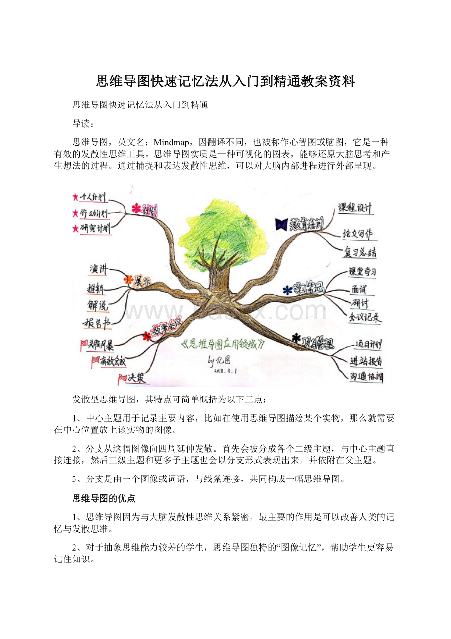 思维导图快速记忆法从入门到精通教案资料.docx_第1页