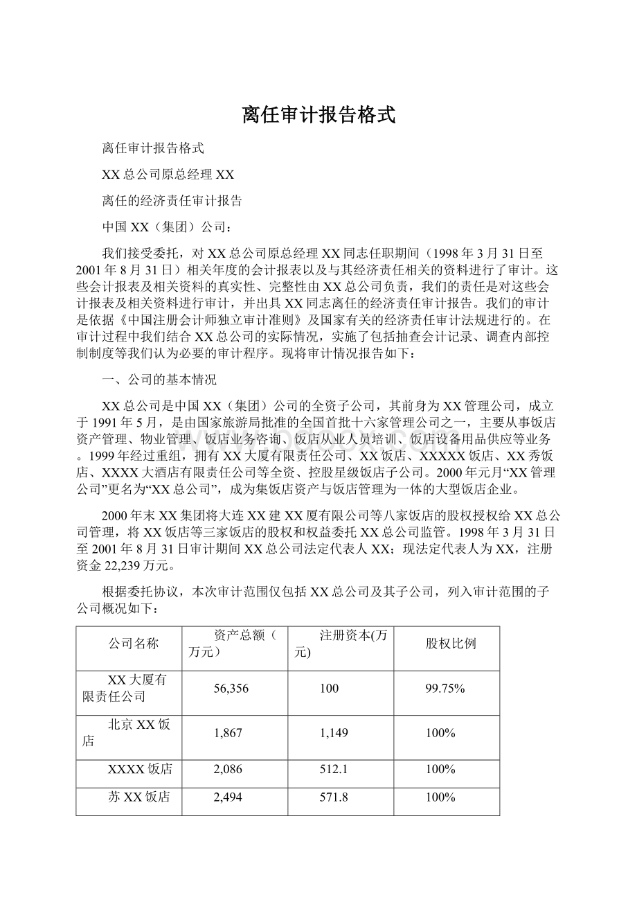 离任审计报告格式Word文档下载推荐.docx_第1页