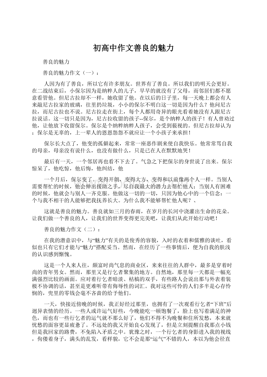 初高中作文善良的魅力.docx