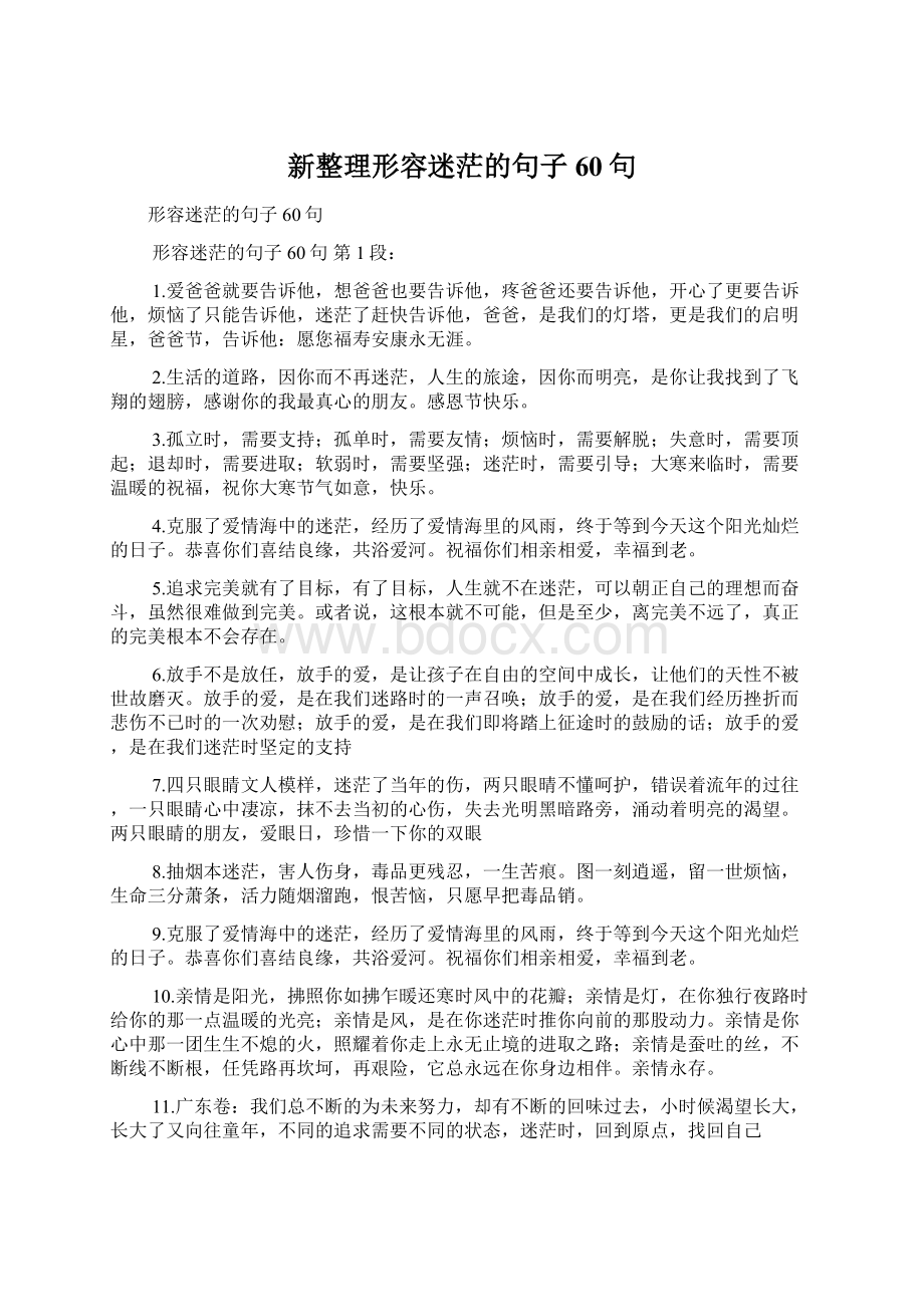 新整理形容迷茫的句子 60句Word文档格式.docx