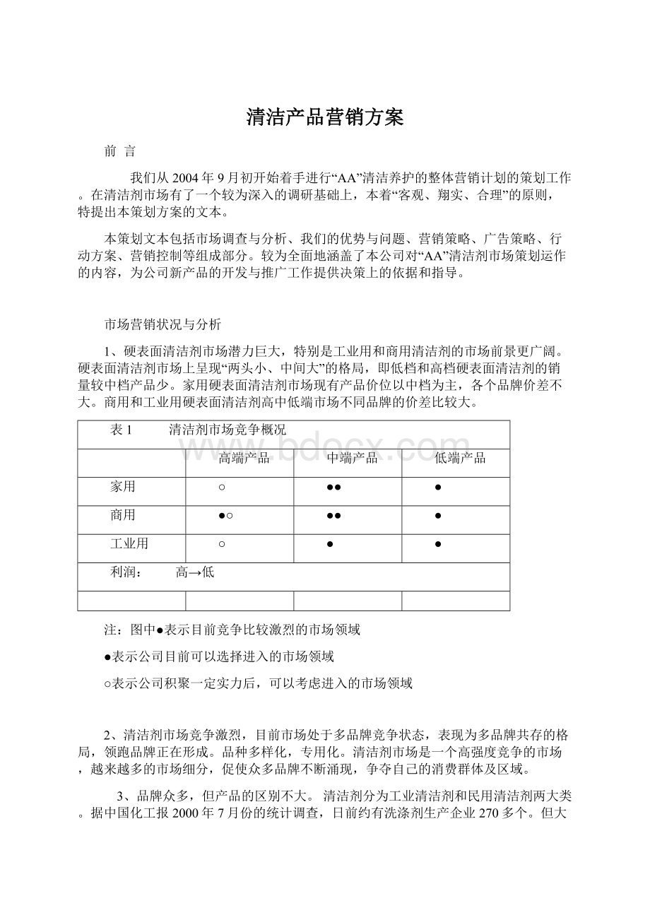 清洁产品营销方案文档格式.docx