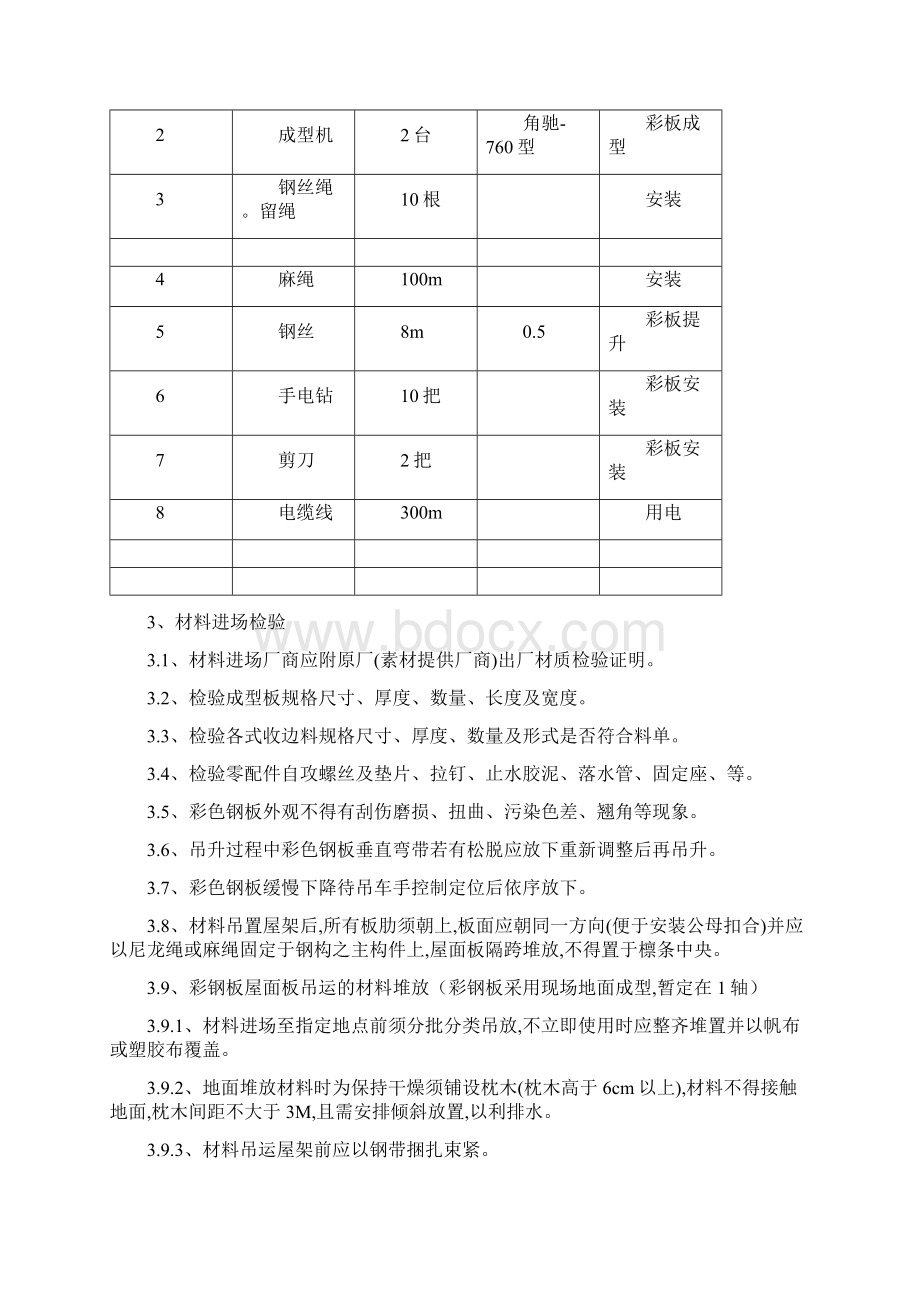 钢结构屋面彩板安装施工方案word参考模板.docx_第2页