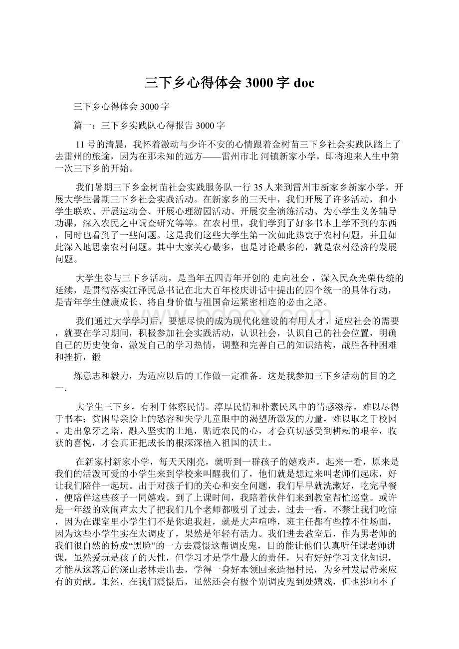 三下乡心得体会3000字doc.docx