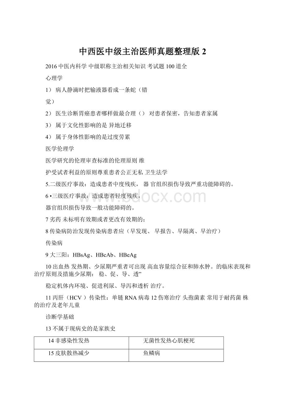 中西医中级主治医师真题整理版2.docx