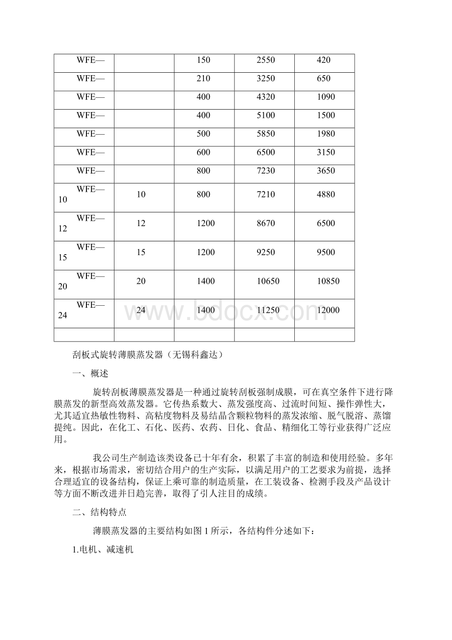 薄膜蒸发器原理和规格Word文档下载推荐.docx_第3页