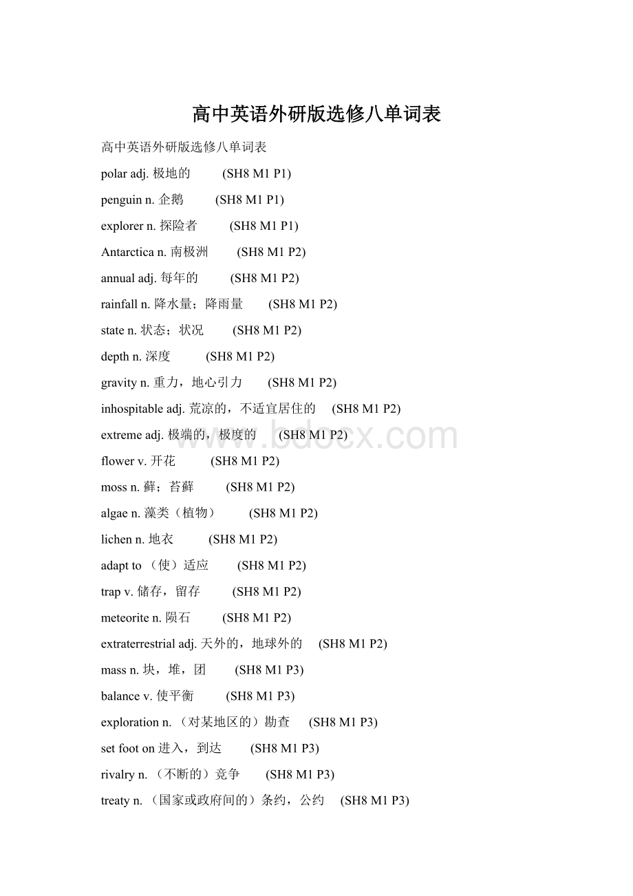 高中英语外研版选修八单词表.docx_第1页