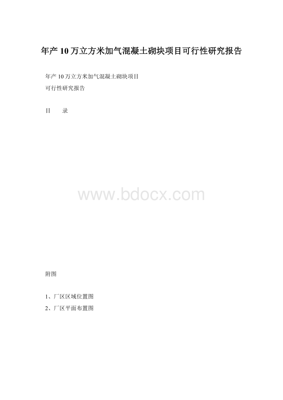 年产10万立方米加气混凝土砌块项目可行性研究报告Word文件下载.docx