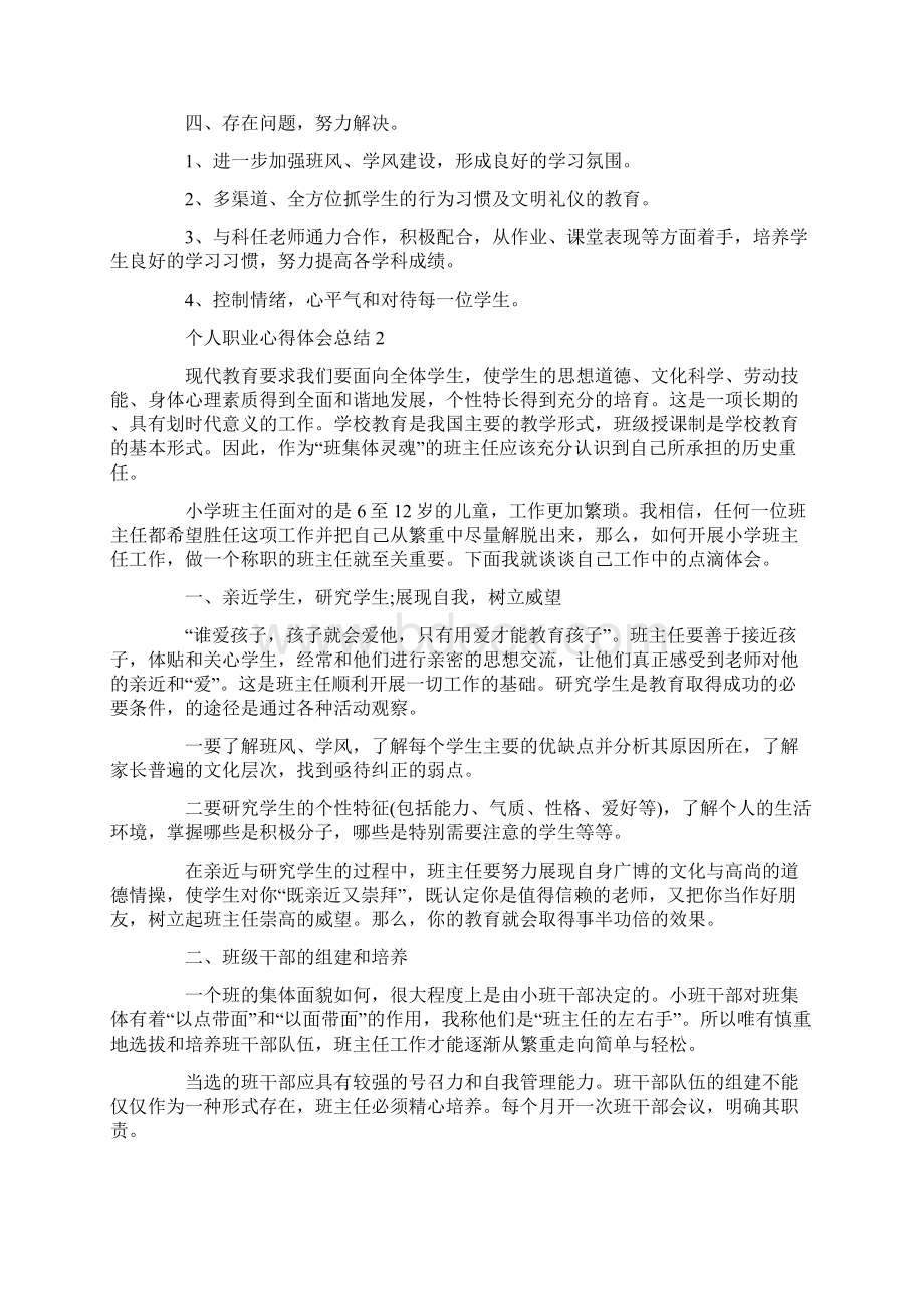 个人职业心得体会总结.docx_第2页