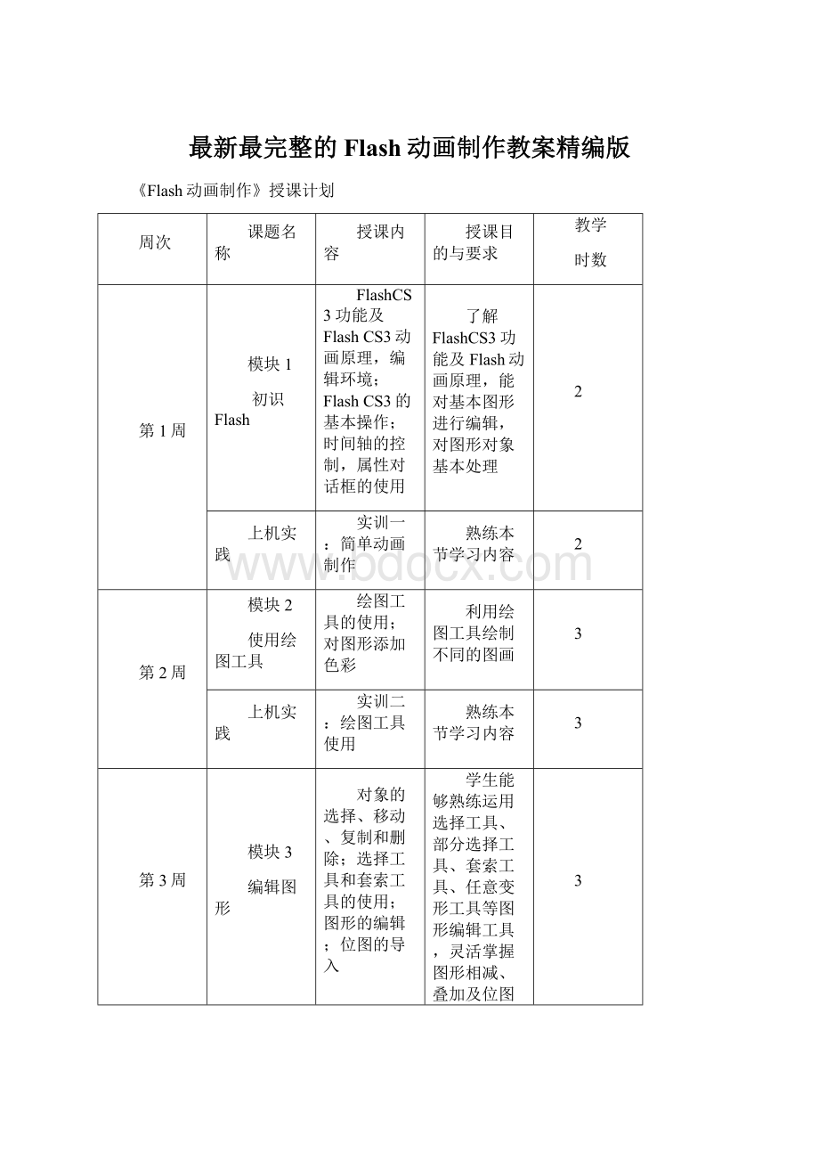 最新最完整的Flash动画制作教案精编版.docx_第1页