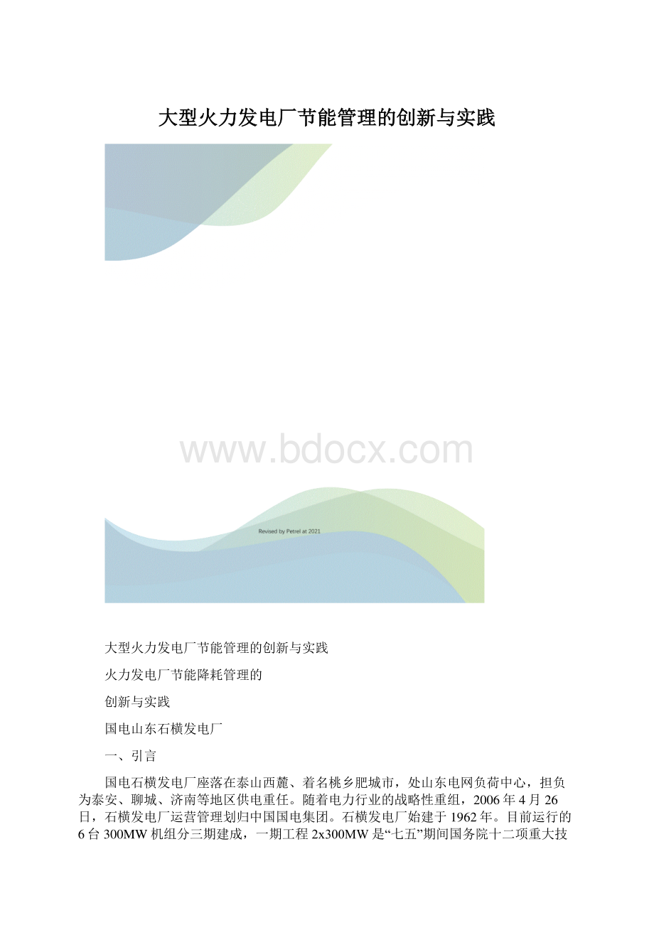 大型火力发电厂节能管理的创新与实践Word格式文档下载.docx_第1页