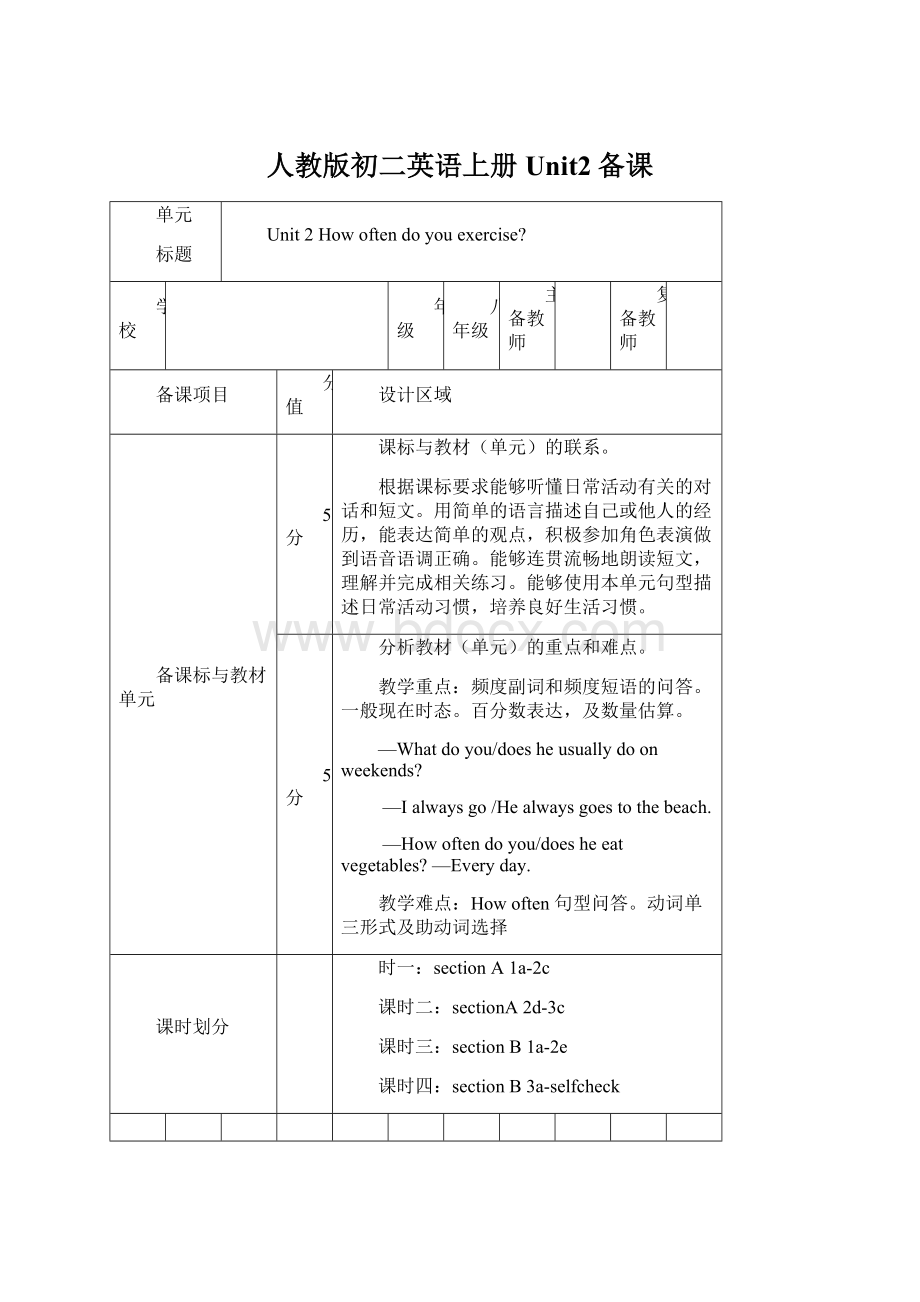 人教版初二英语上册Unit2备课Word格式文档下载.docx_第1页