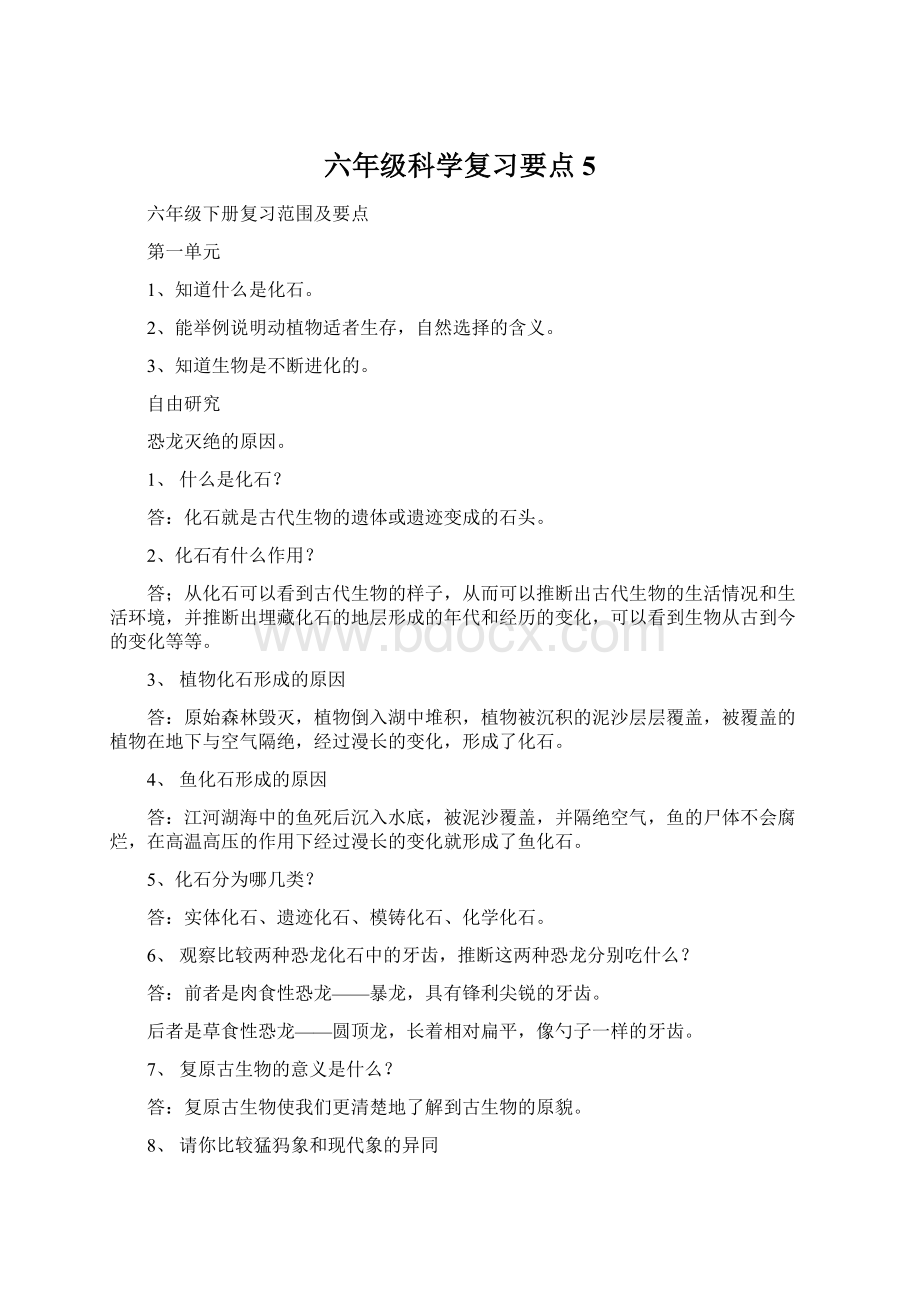 六年级科学复习要点5.docx_第1页