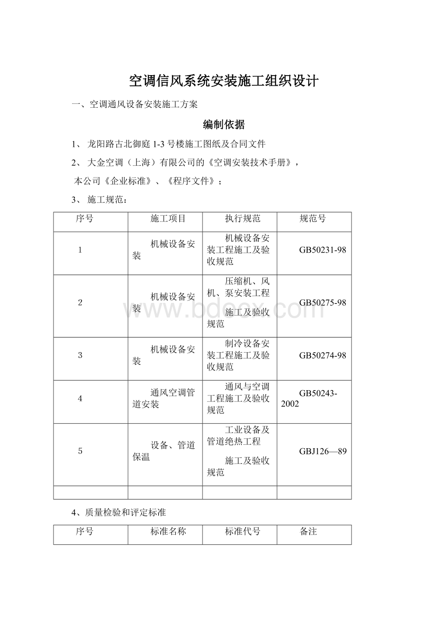 空调信风系统安装施工组织设计Word格式文档下载.docx