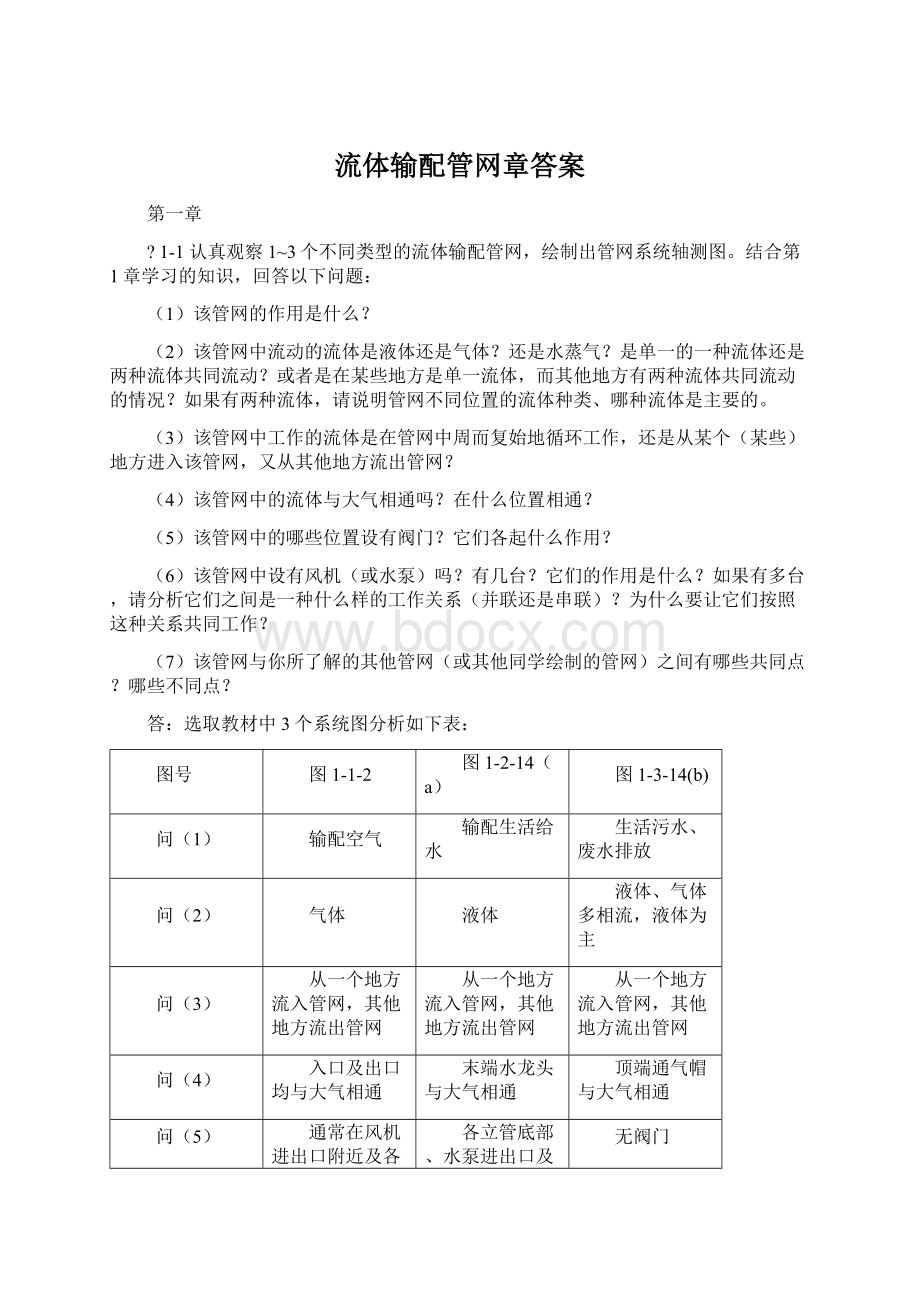 流体输配管网章答案Word文档下载推荐.docx_第1页