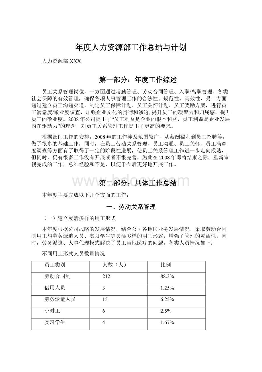 年度人力资源部工作总结与计划Word文件下载.docx_第1页