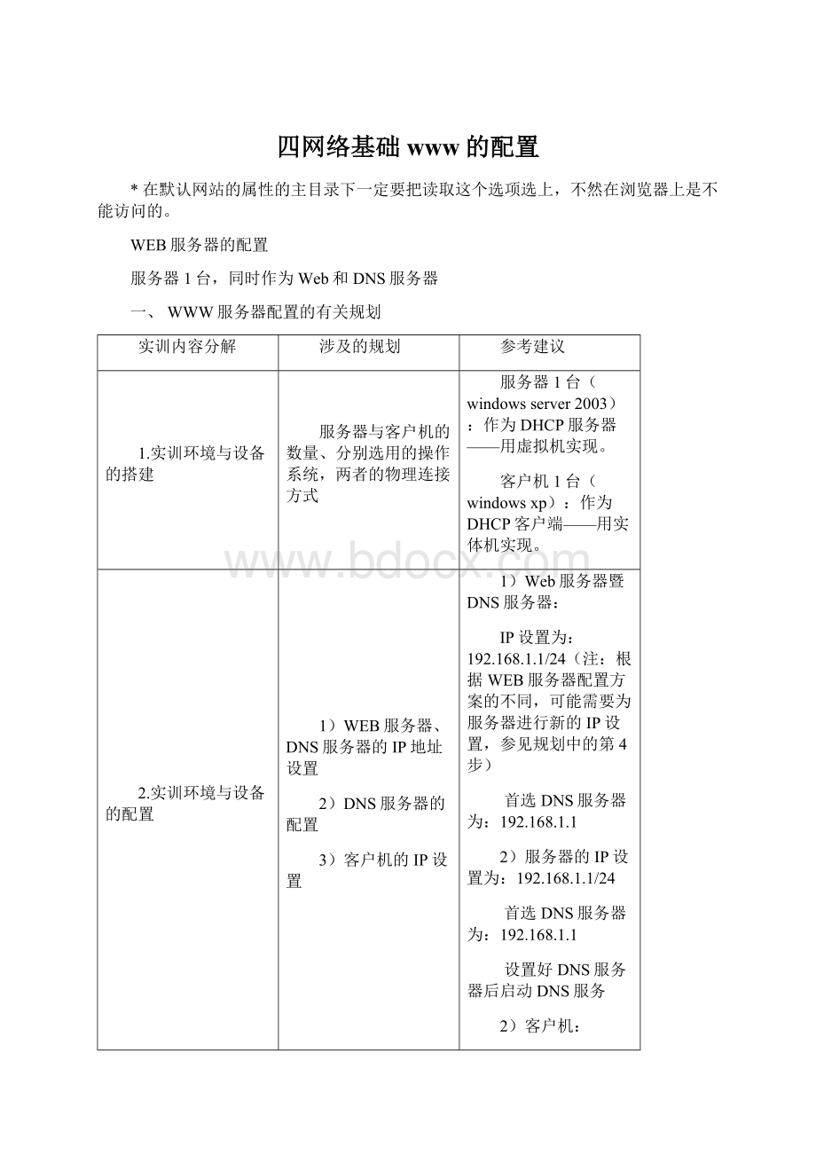 四网络基础www的配置.docx