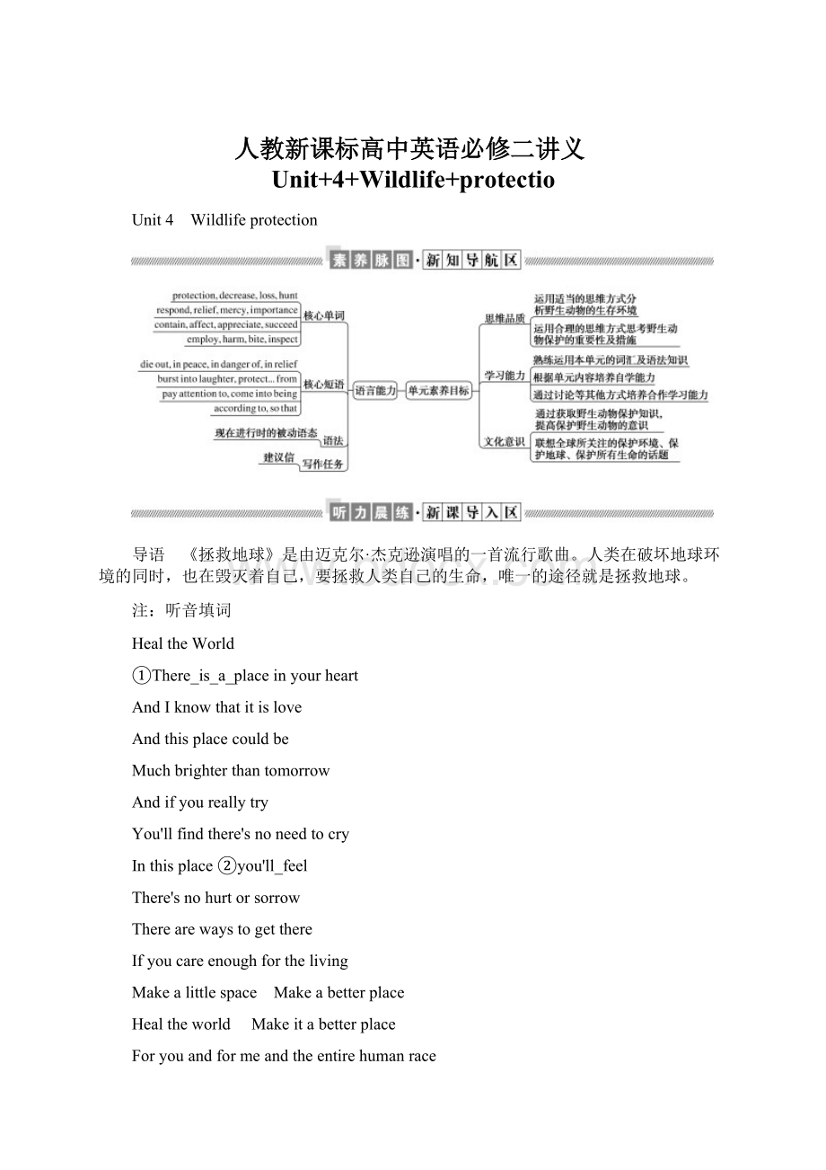 人教新课标高中英语必修二讲义Unit+4+Wildlife+protectio.docx