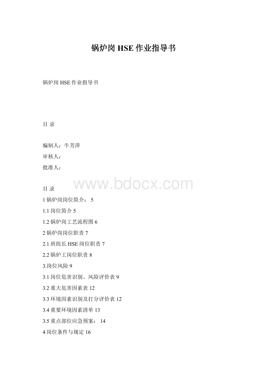 锅炉岗HSE作业指导书Word文档格式.docx