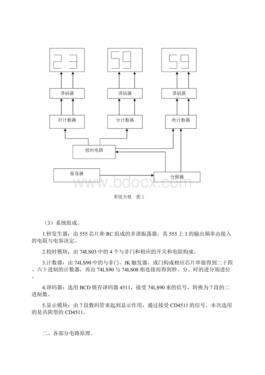 数字电路课程设计报告数字时钟.docx_第2页