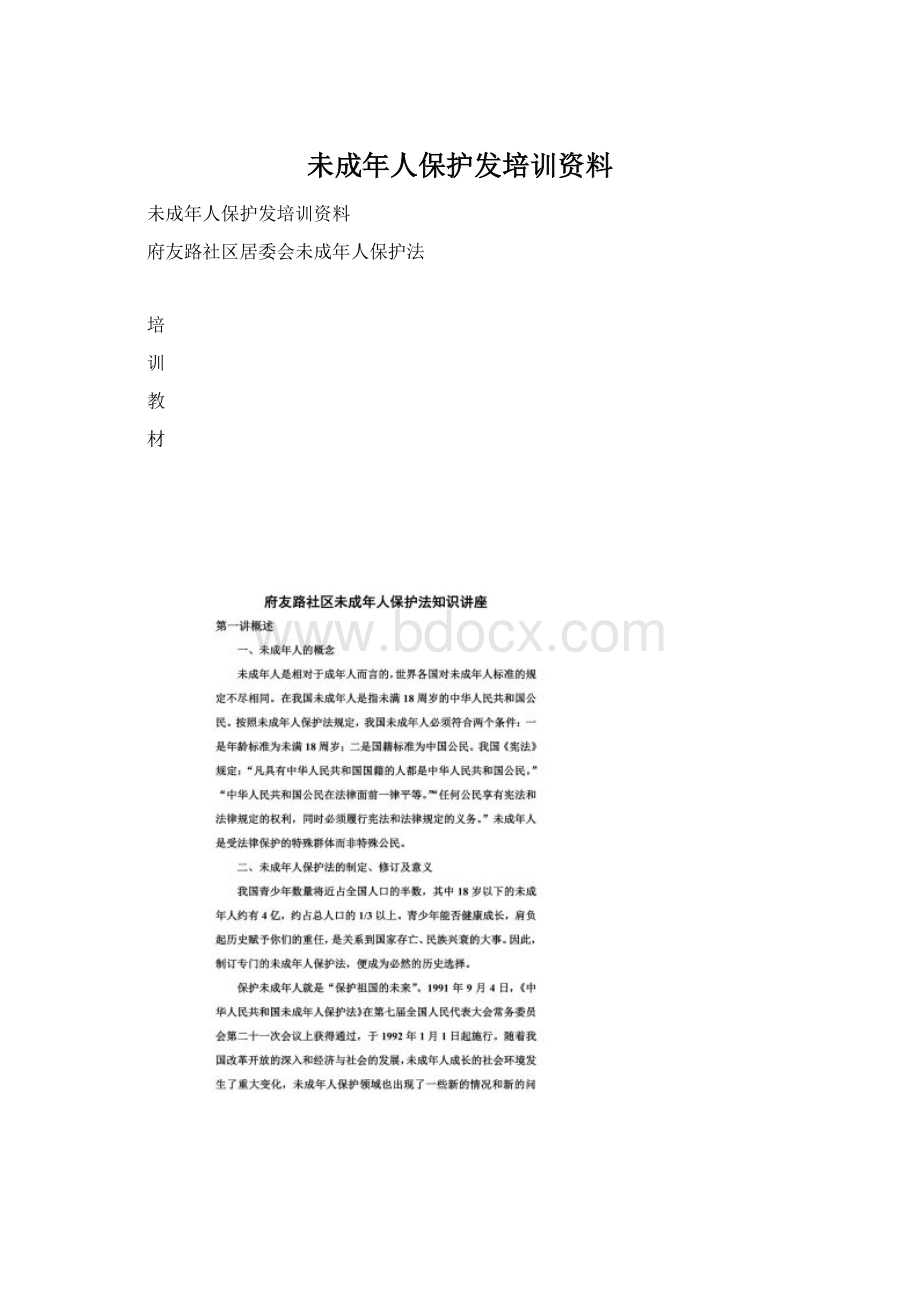 未成年人保护发培训资料Word文件下载.docx