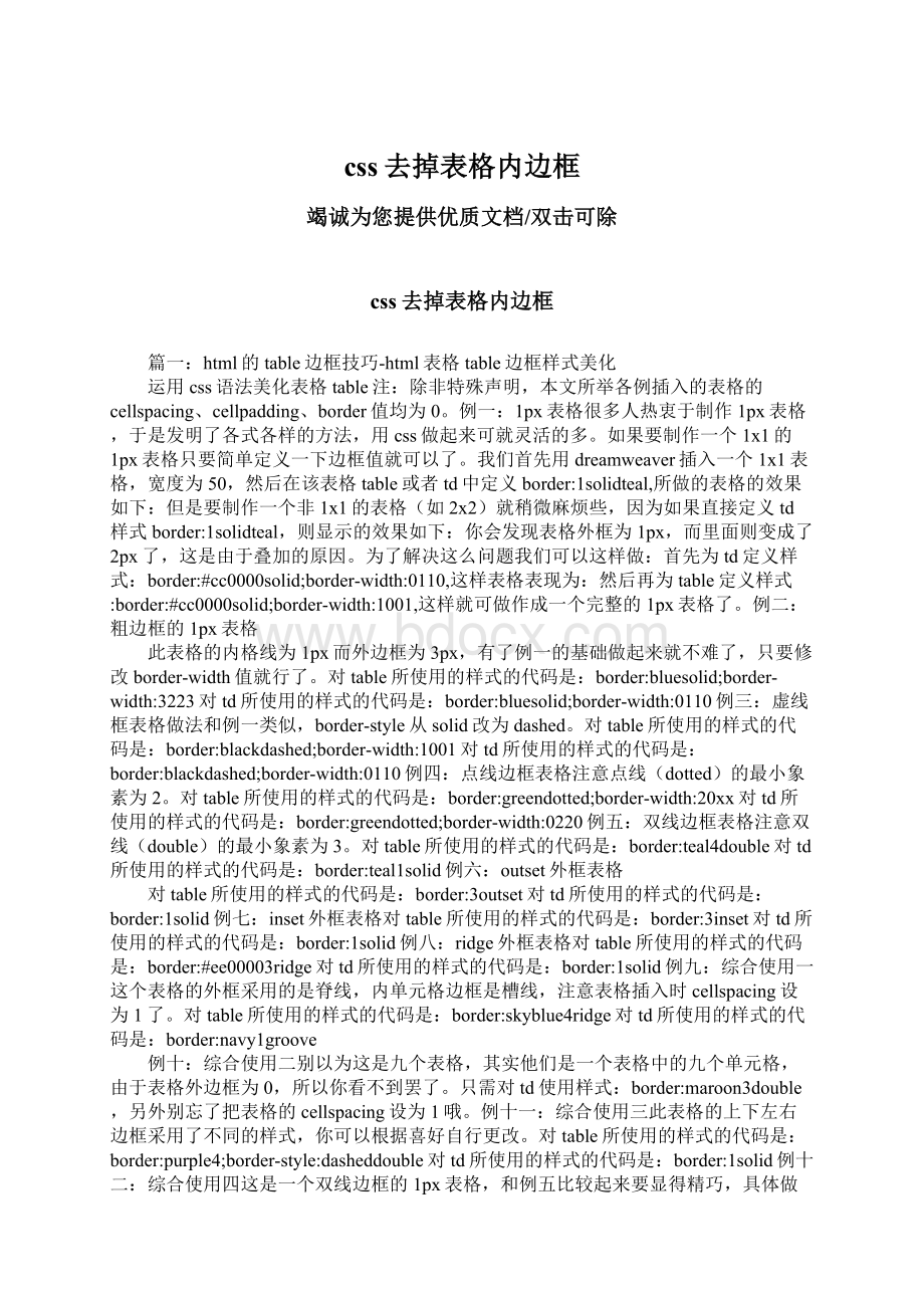 css去掉表格内边框Word文档下载推荐.docx