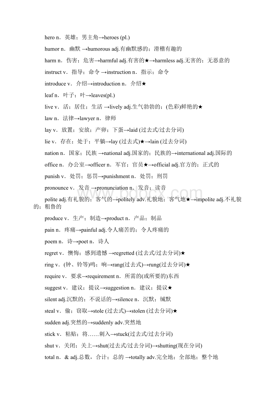 中考九年级全册核心词汇变形归纳附随堂练习.docx_第2页