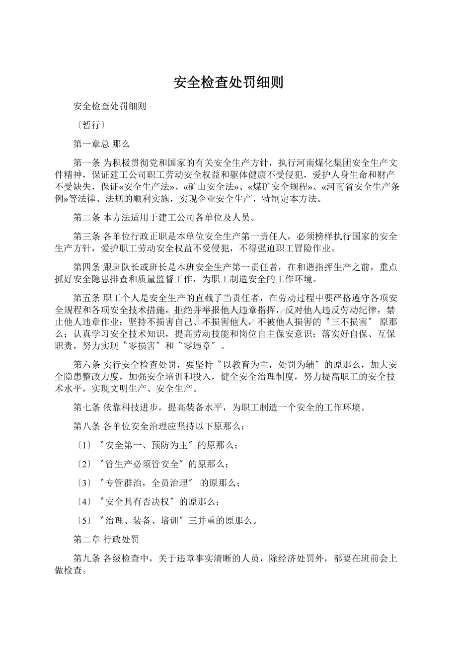 安全检查处罚细则Word文档格式.docx