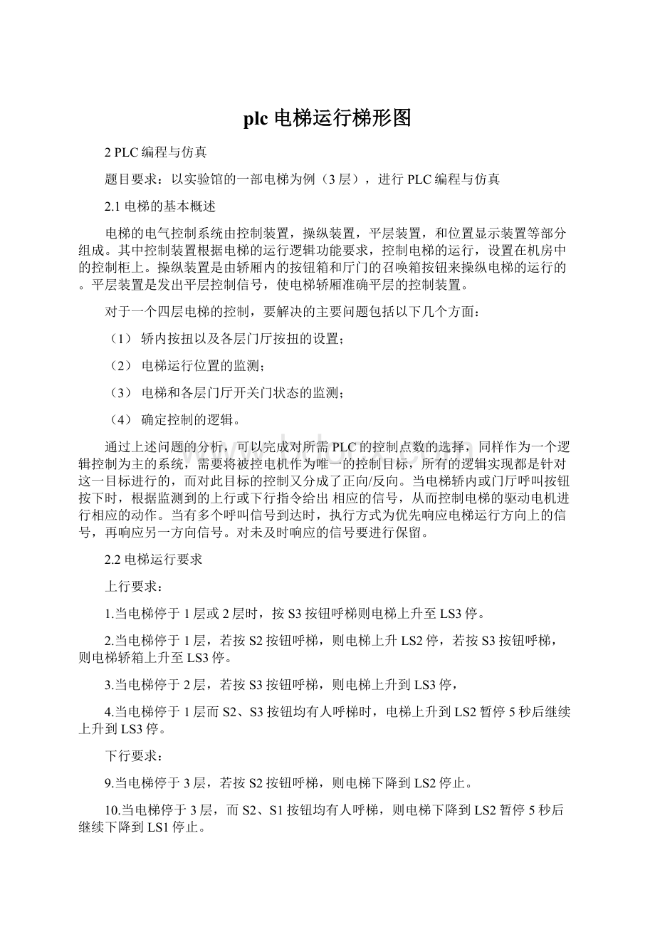 plc电梯运行梯形图Word格式文档下载.docx