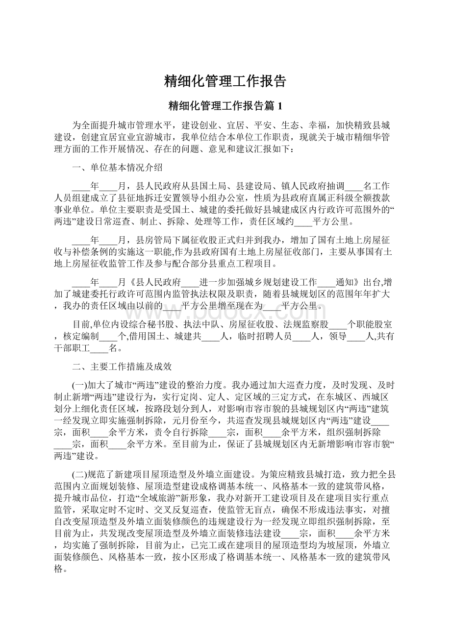 精细化管理工作报告Word格式文档下载.docx_第1页