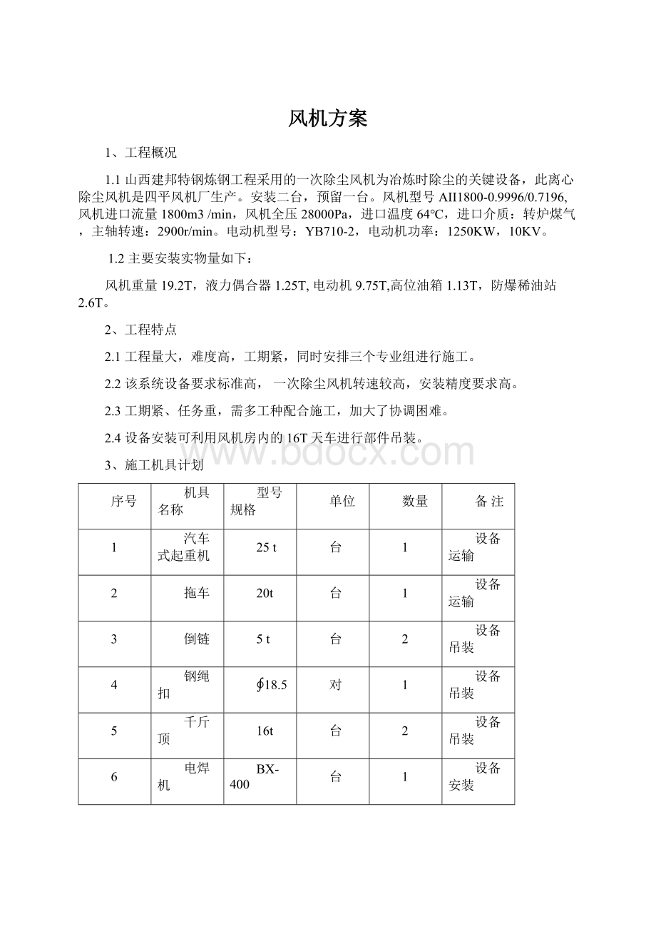 风机方案Word文档下载推荐.docx