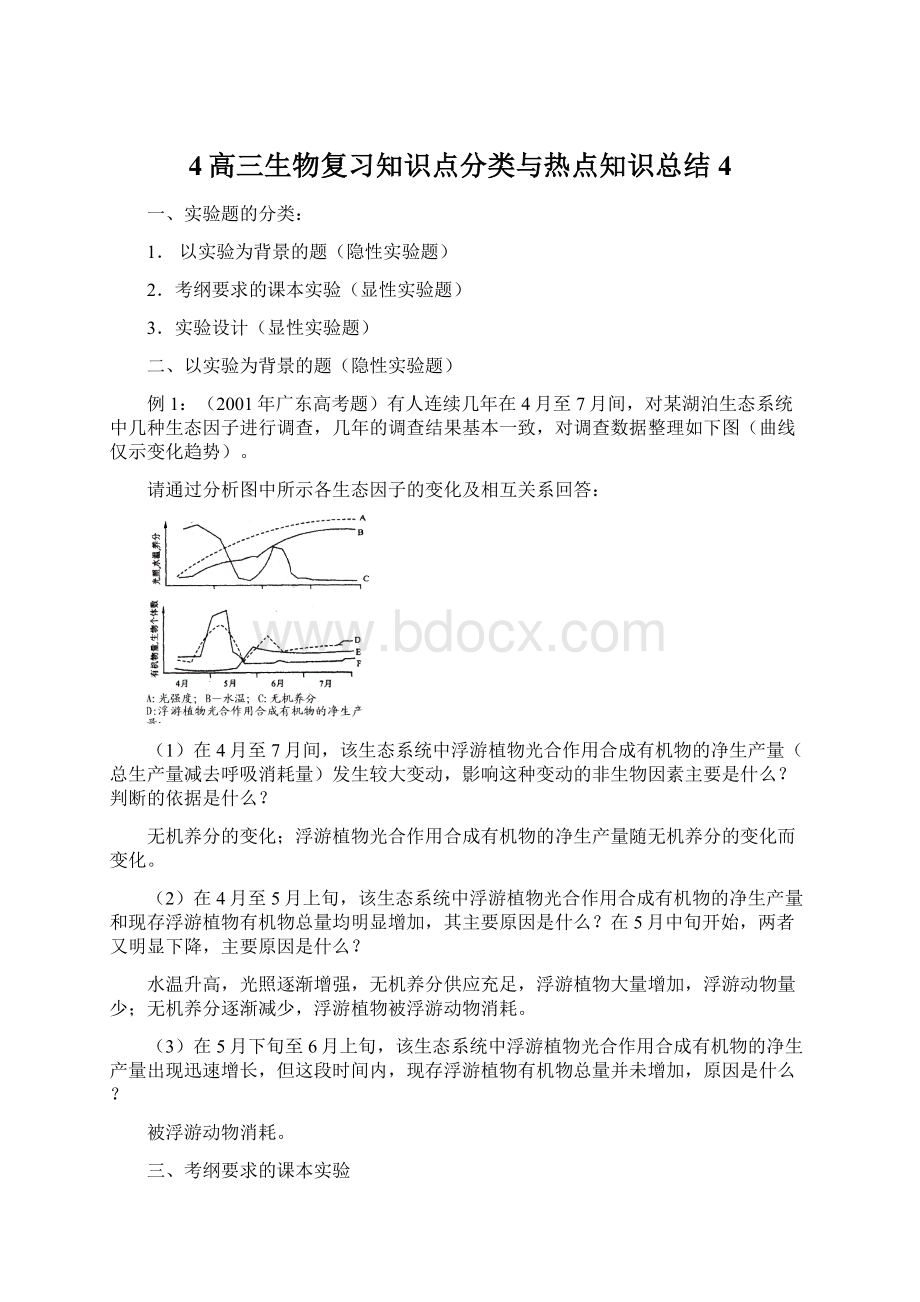 4高三生物复习知识点分类与热点知识总结4.docx