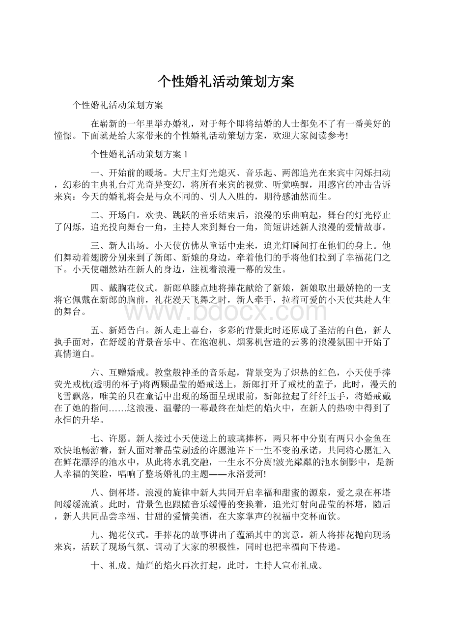 个性婚礼活动策划方案.docx_第1页