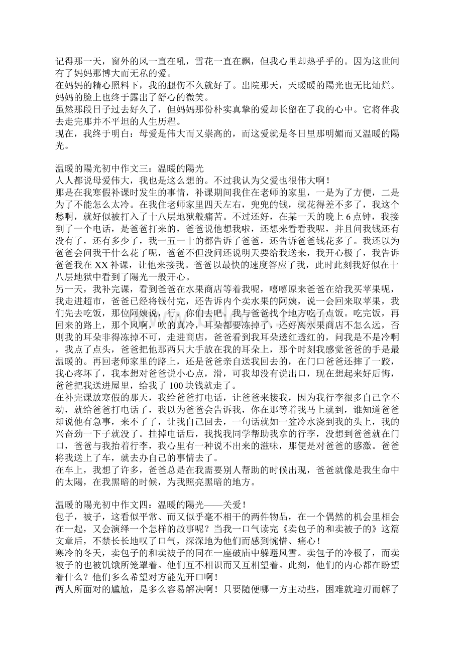 温暖的阳光初中作文.docx_第2页