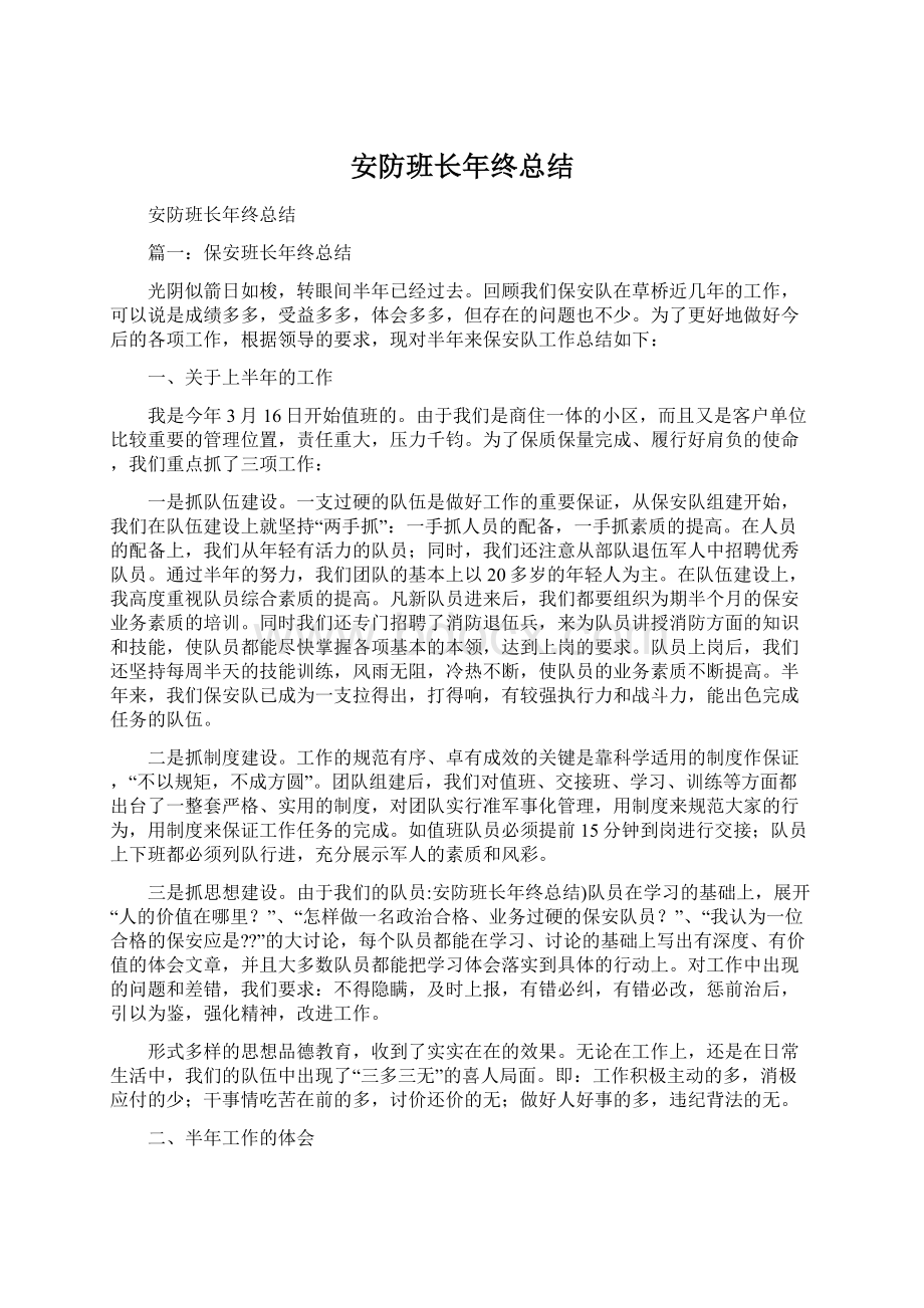 安防班长年终总结.docx_第1页