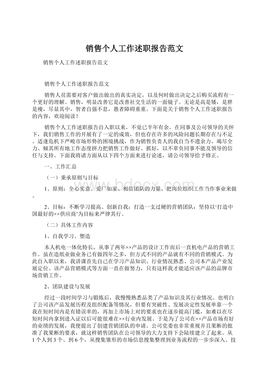 销售个人工作述职报告范文.docx