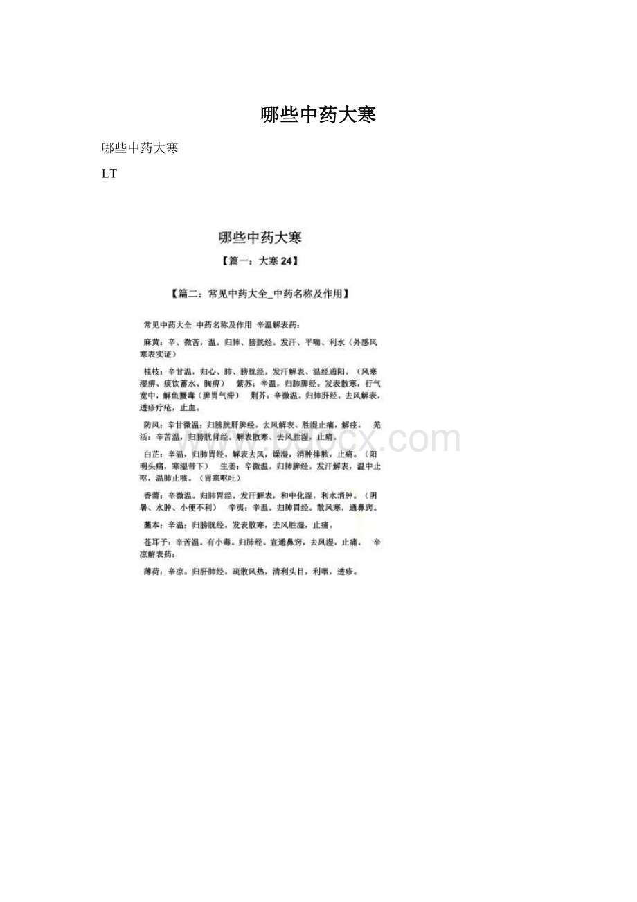 哪些中药大寒Word格式文档下载.docx_第1页