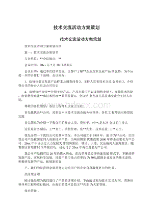 技术交流活动方案策划文档格式.docx