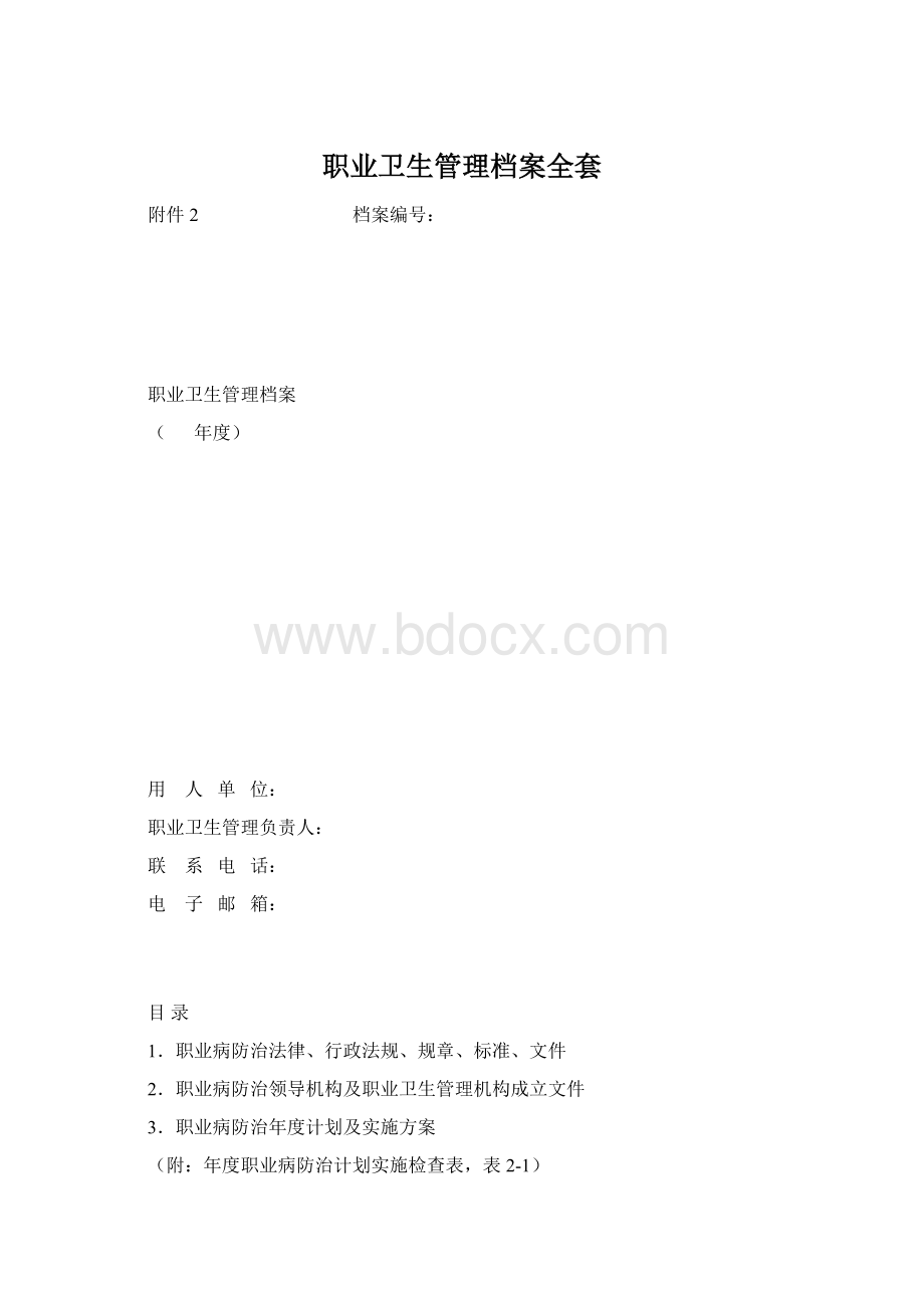 职业卫生管理档案全套文档格式.docx