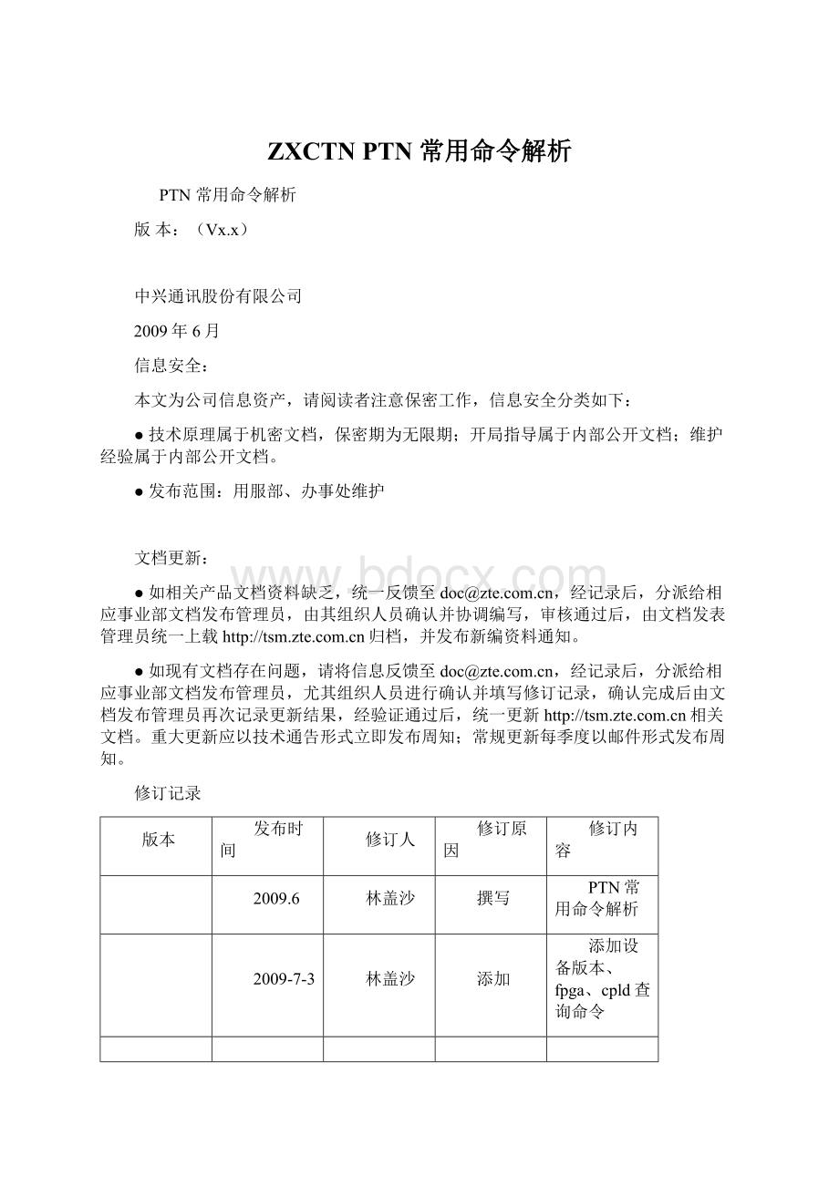 ZXCTN PTN 常用命令解析.docx