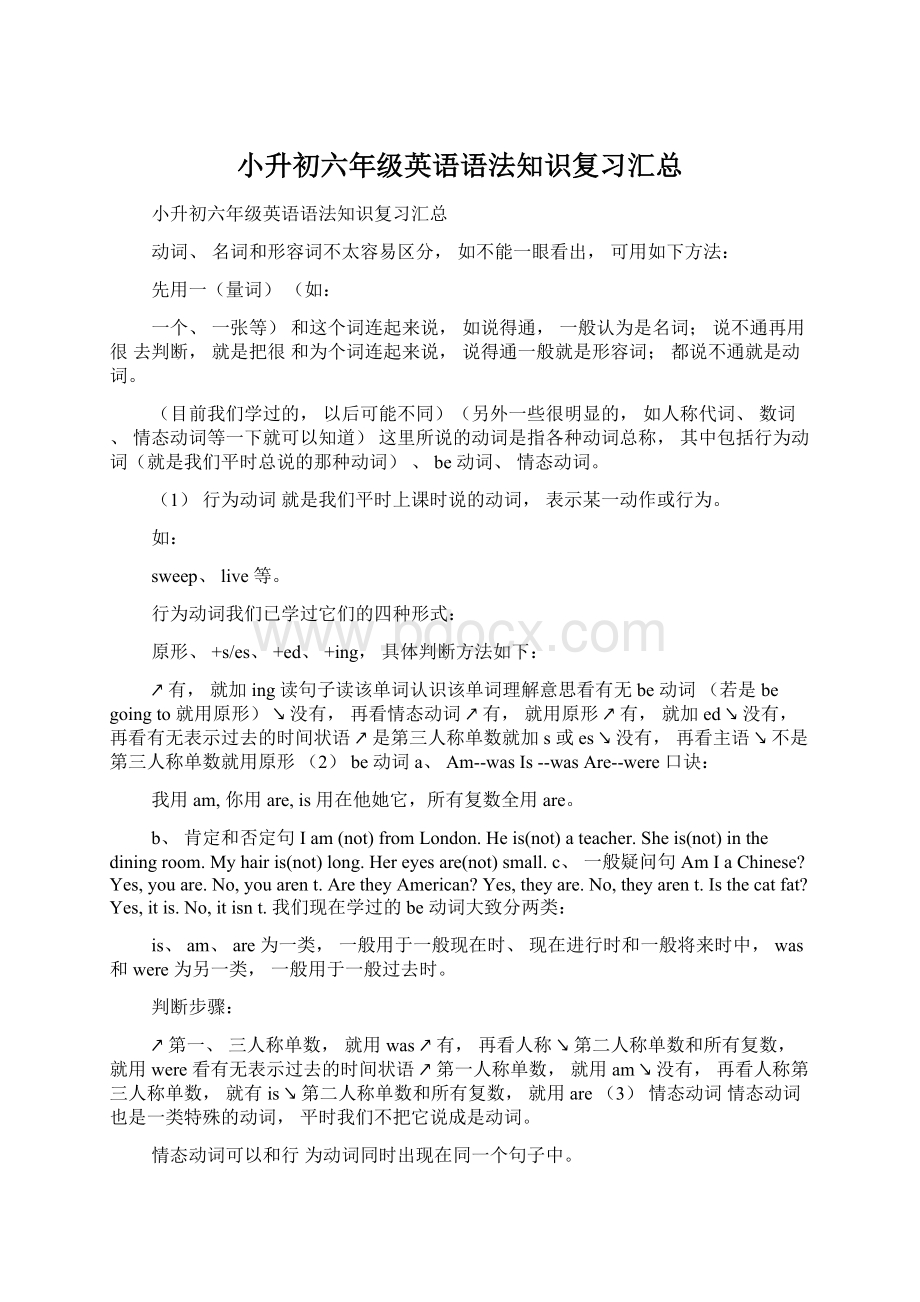 小升初六年级英语语法知识复习汇总Word文件下载.docx