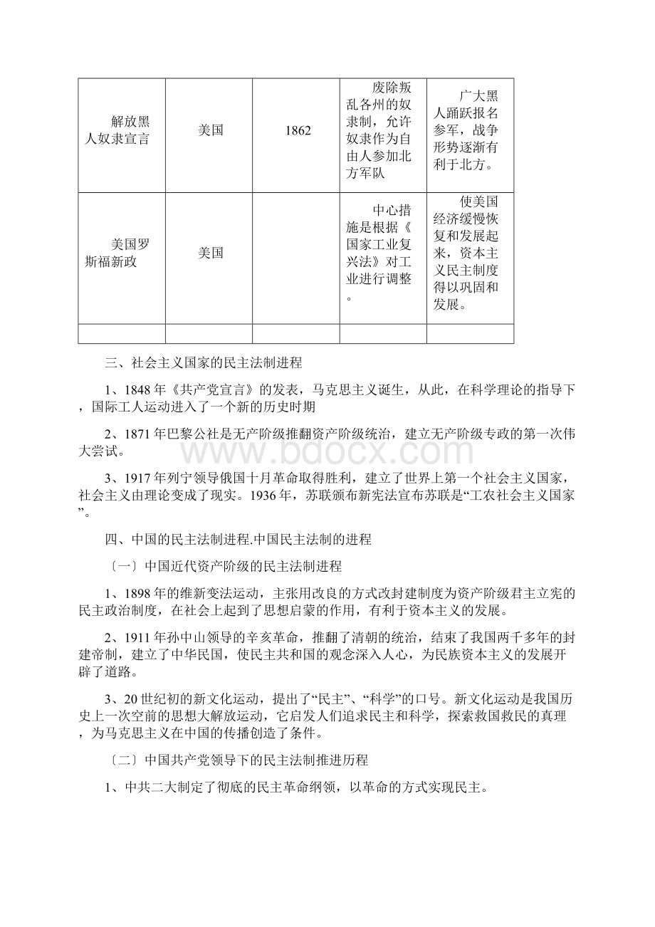 中考历史二轮练习专项练习中外历史上的民主与法制doc文档格式.docx_第3页