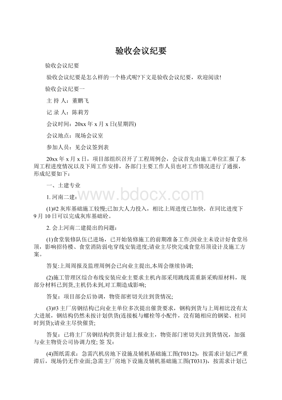 验收会议纪要Word文档格式.docx