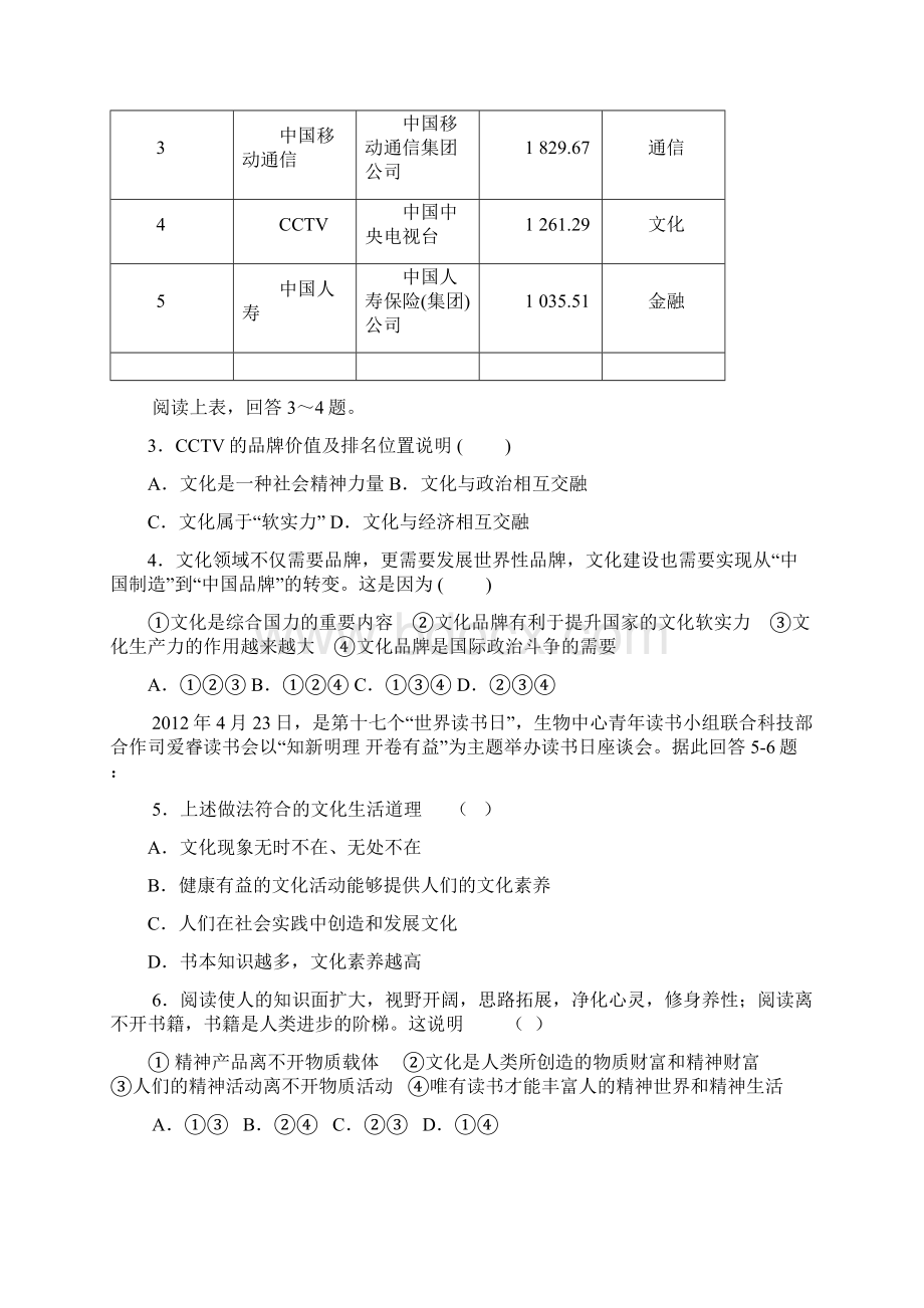 福建省厦门市高二政治上册期中考题.docx_第2页