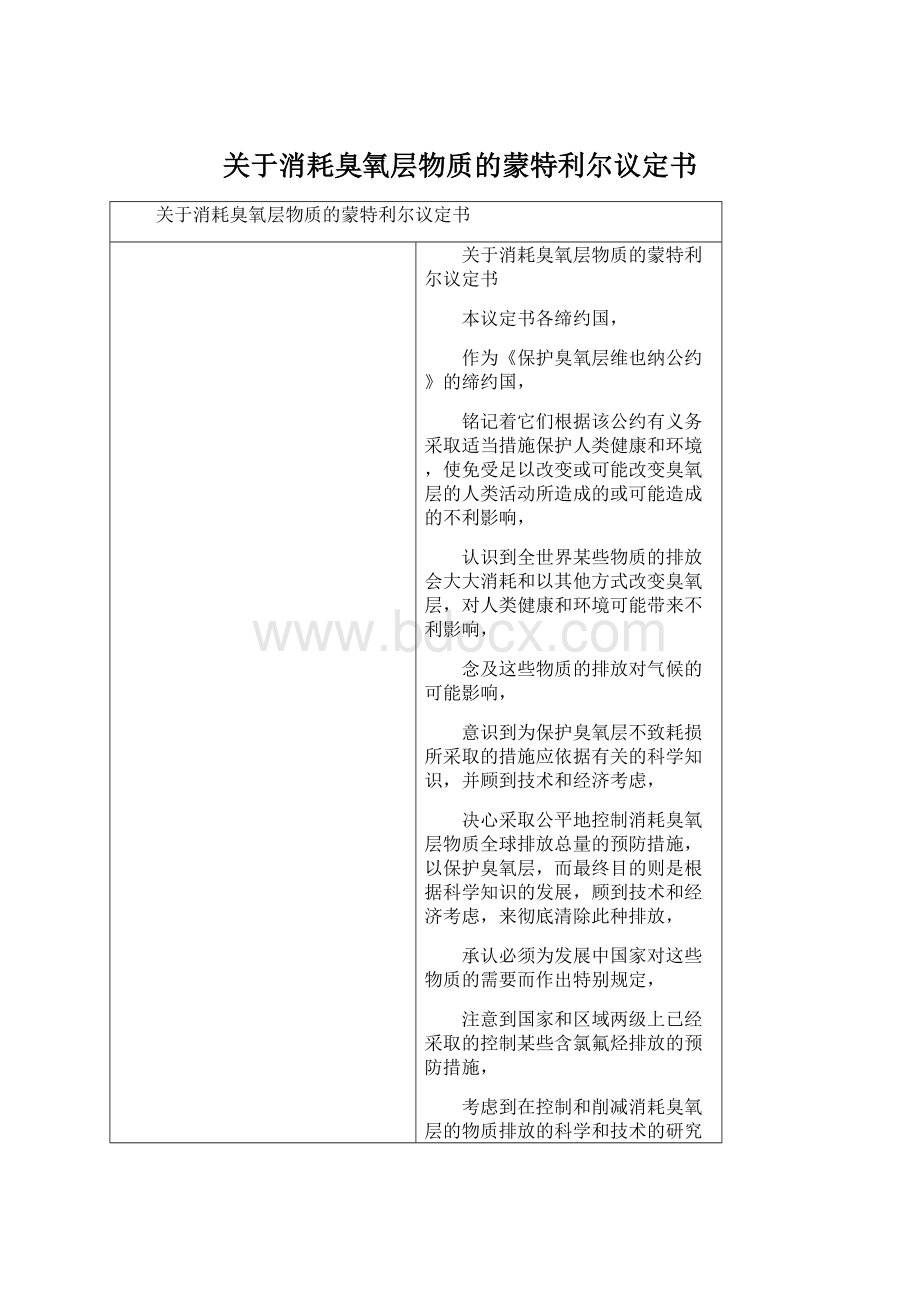 关于消耗臭氧层物质的蒙特利尔议定书Word文档下载推荐.docx