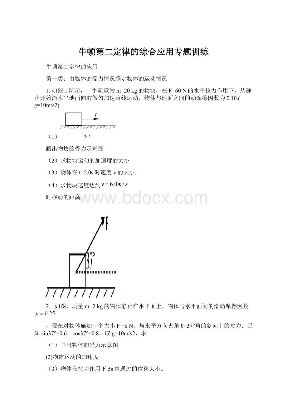 牛顿第二定律的综合应用专题训练.docx